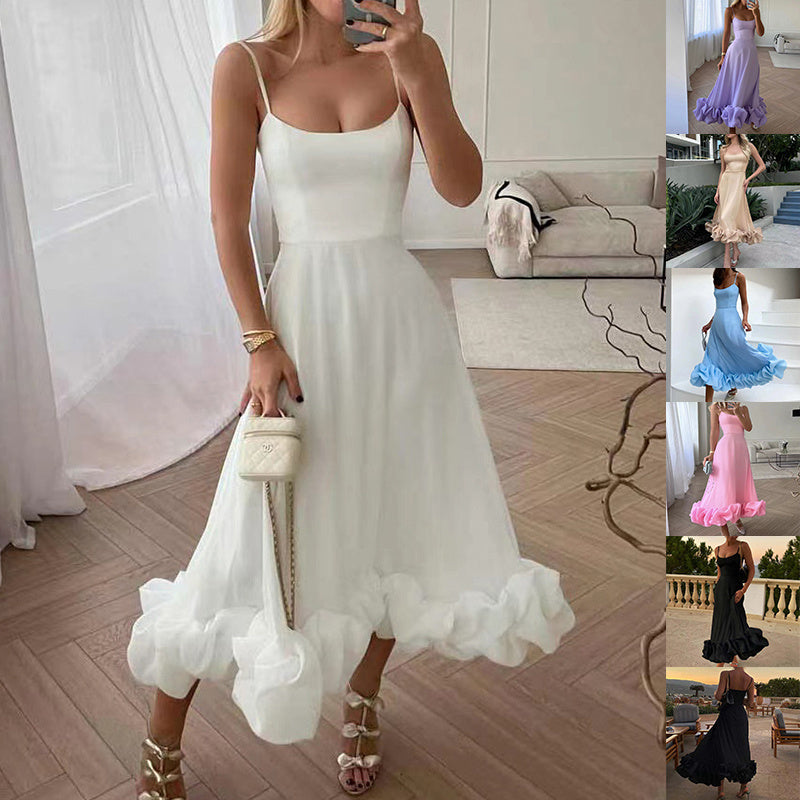 Fashion Suspenders Large Flower Swing Three-dimensional Flower A- Line